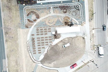 Aerial view of interconnected stormwater management system